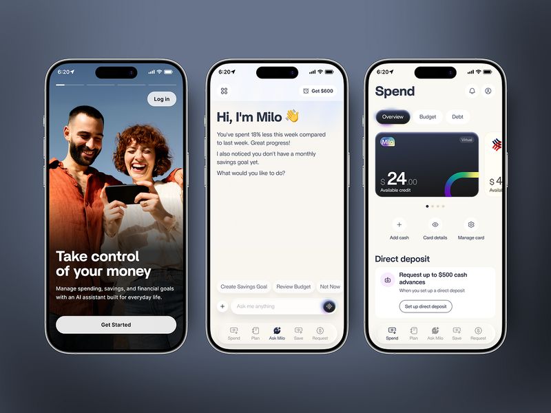 Milo-AI Financial Assistant Mobile App UI Design