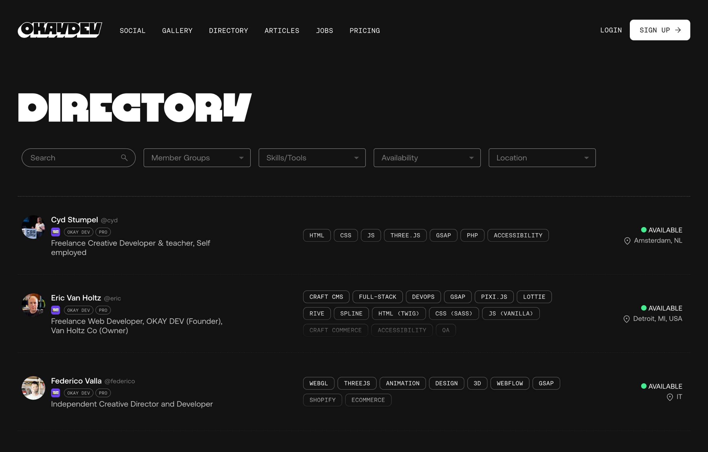 OKAY DEV® — A creative dev & design community: Gallery, Directory, Articles, Jobs, & Social. Image 4