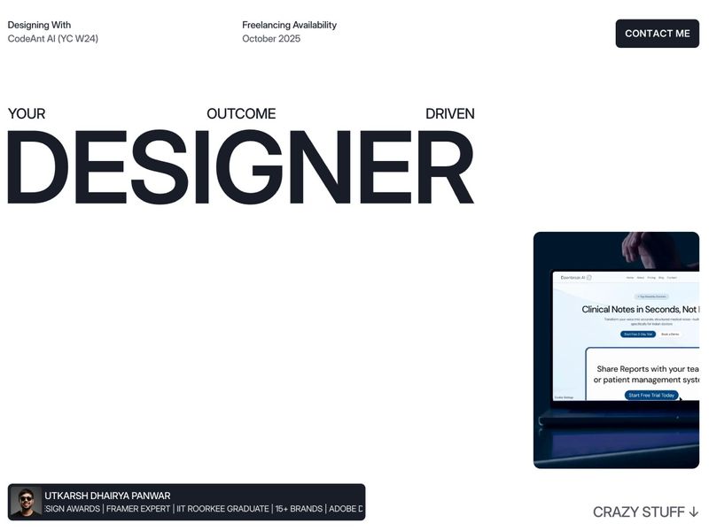 Utkarsh Dhairya Panwar Portfolio - UX Designer | Framer Expert | IIT Roorkee