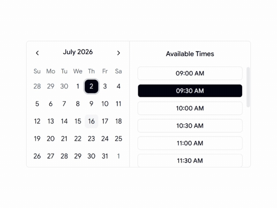 20+ Shadcn Calendar Components for Booking Platforms Image 11