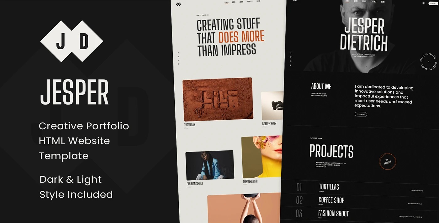 Jesper - Creative Portfolio Showcase HTML Website Template Image 0