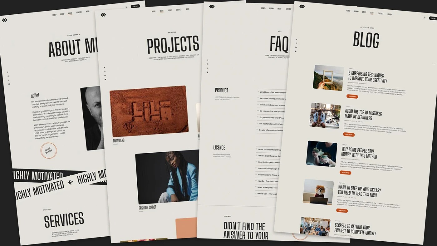 Jesper - Creative Portfolio Showcase HTML Website Template Image 3
