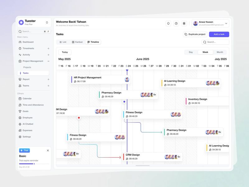 AI Powered Time Tracking Tasks Timeline Design