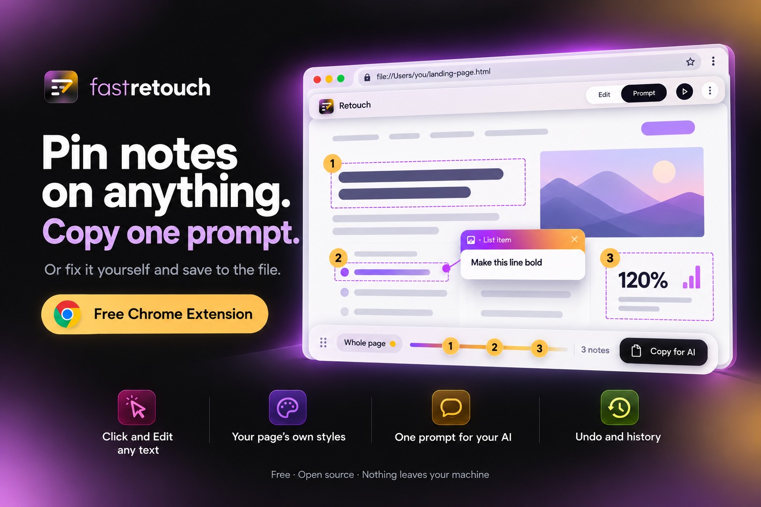 Retouch: review your AI-made page like a design, send one prompt Image 0