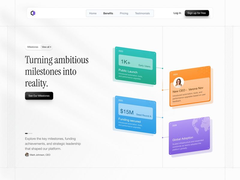 Company Milestones — Minimalist SaaS Journey & Growth Showcase 📈