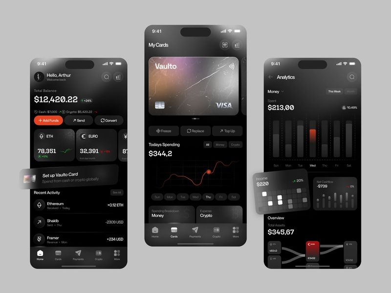 Vaulto - Crypto & Finance Dashboard App