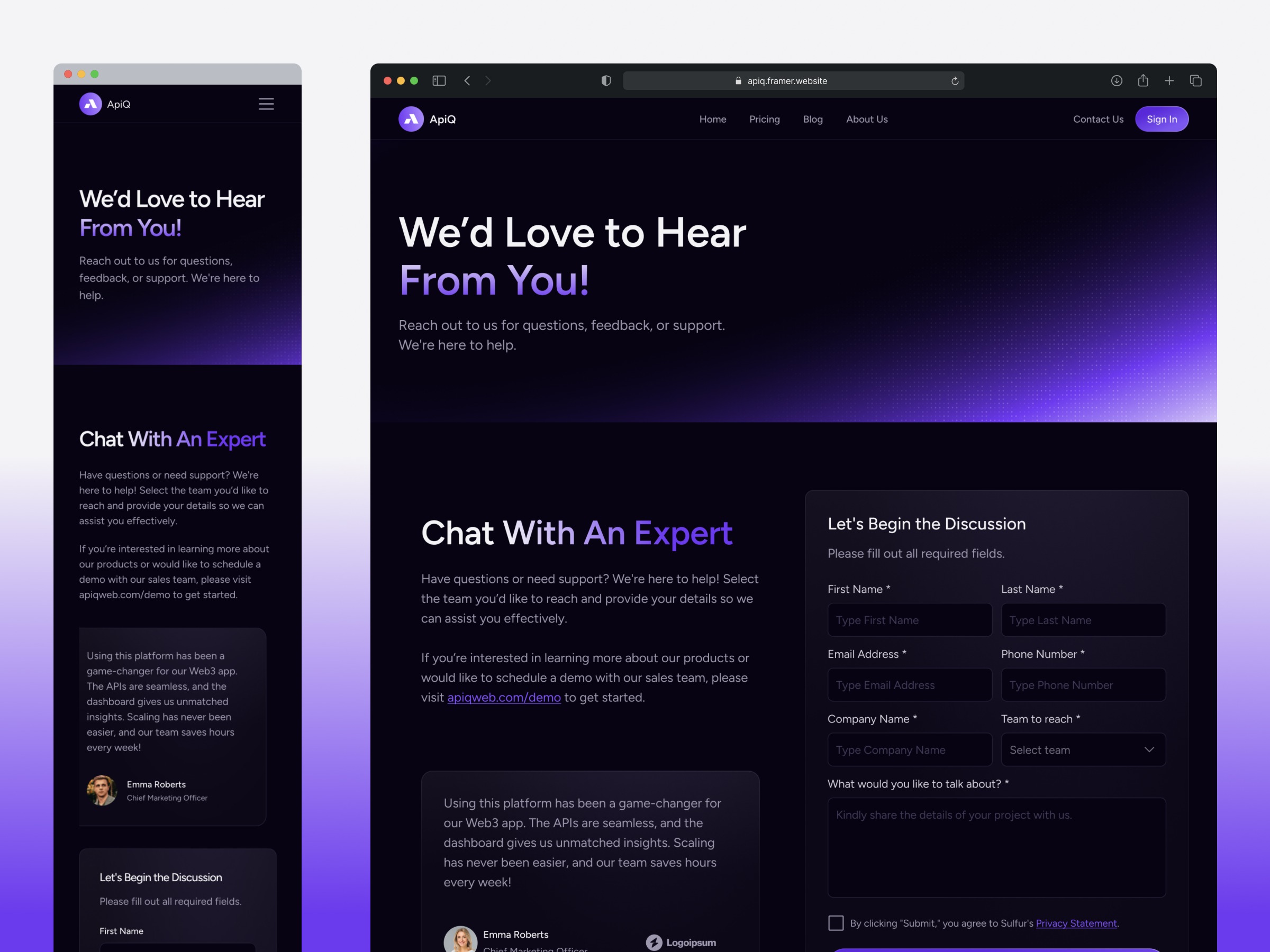 APIQ — Web3 Blockchain Website
