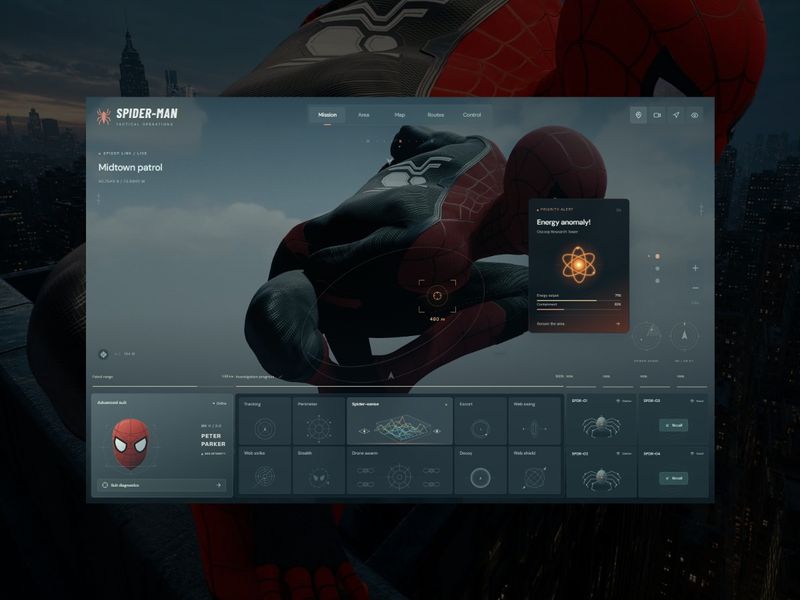 🕷️ Spider-Man Tactical Operations Dashboard UI/UX Concept
