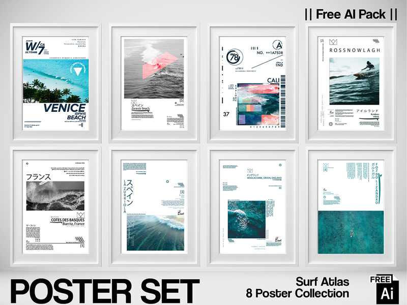 Surf Atlas: 8 Free A3 Vector Posters