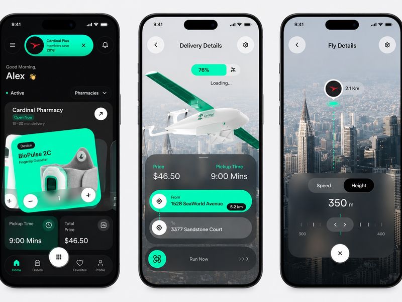 Cardinal — Drone Pharmacy Delivery App UI