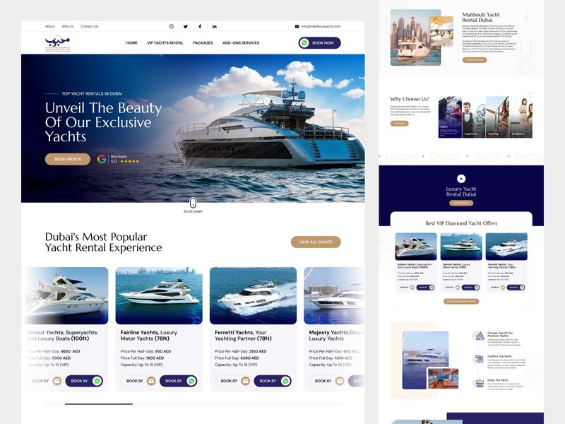 Yacht Rental Website UI Design