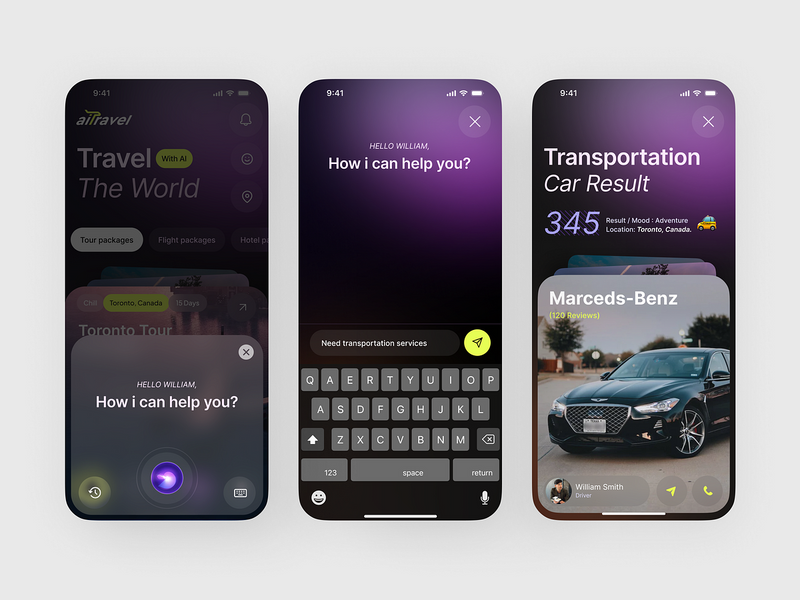 AI Travel Assistant App - Smart Trip & Transportation UI