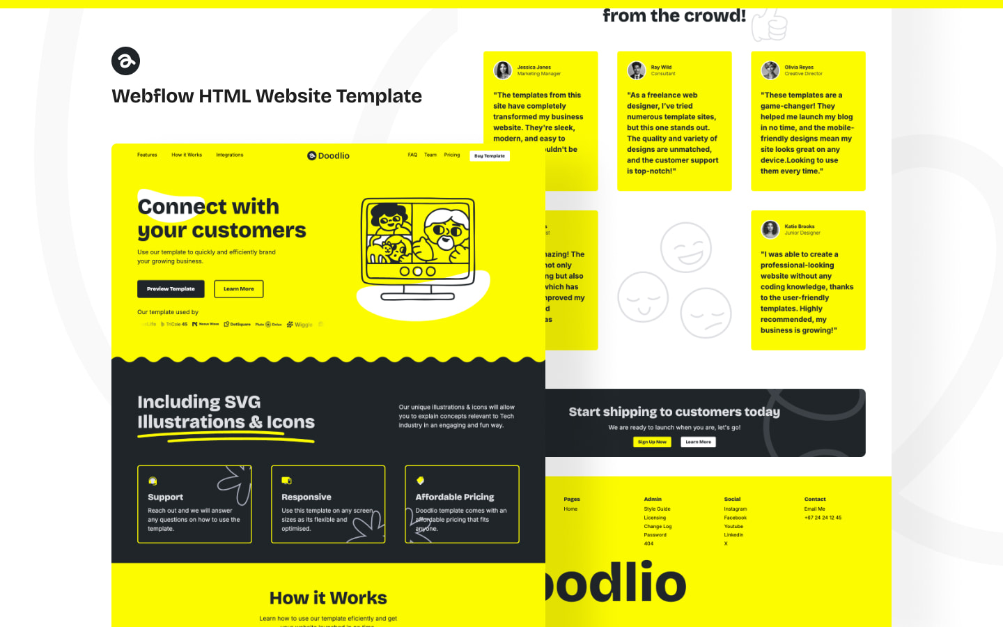 Doodlio - Marketing Landing Page Webflow Template
