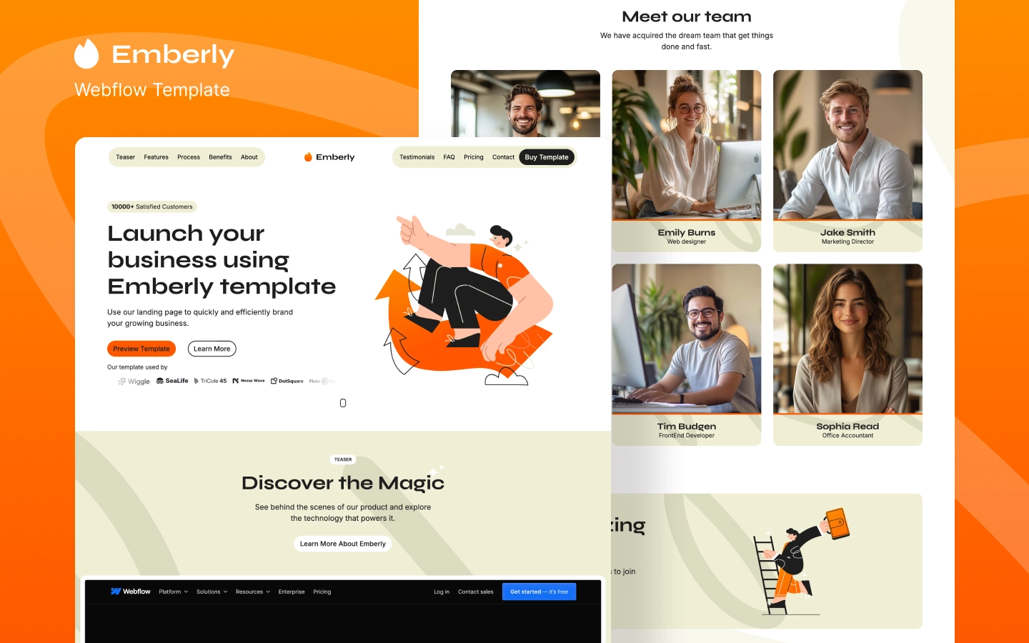Emberly - Marketing Themed Landing Page Webflow Template