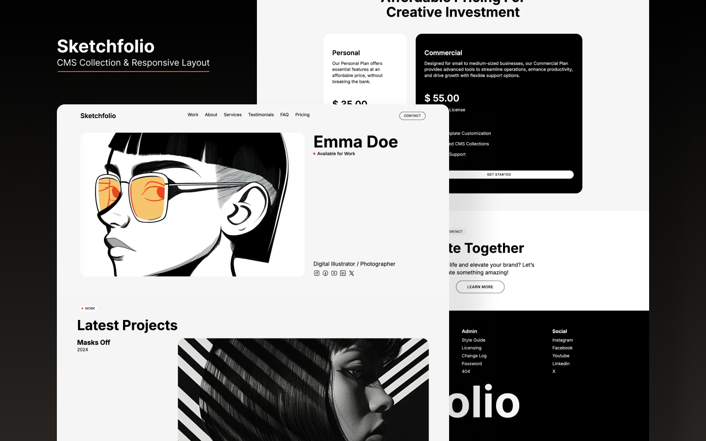 Sketchfolio - Creative Portfolio & Agency Themed Webflow Template