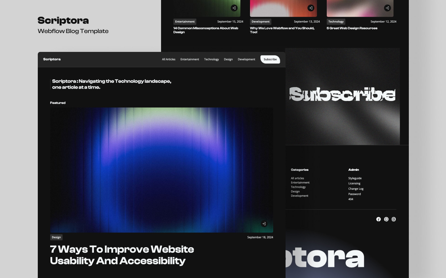Scriptora - Blog & Editorial Themed Webflow Template