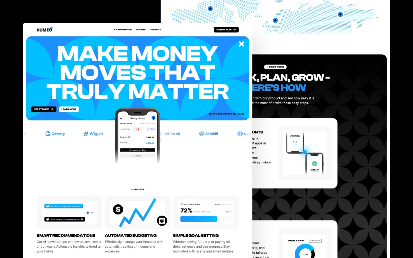 Numeo - Finance Themed Landing Page Webflow Template