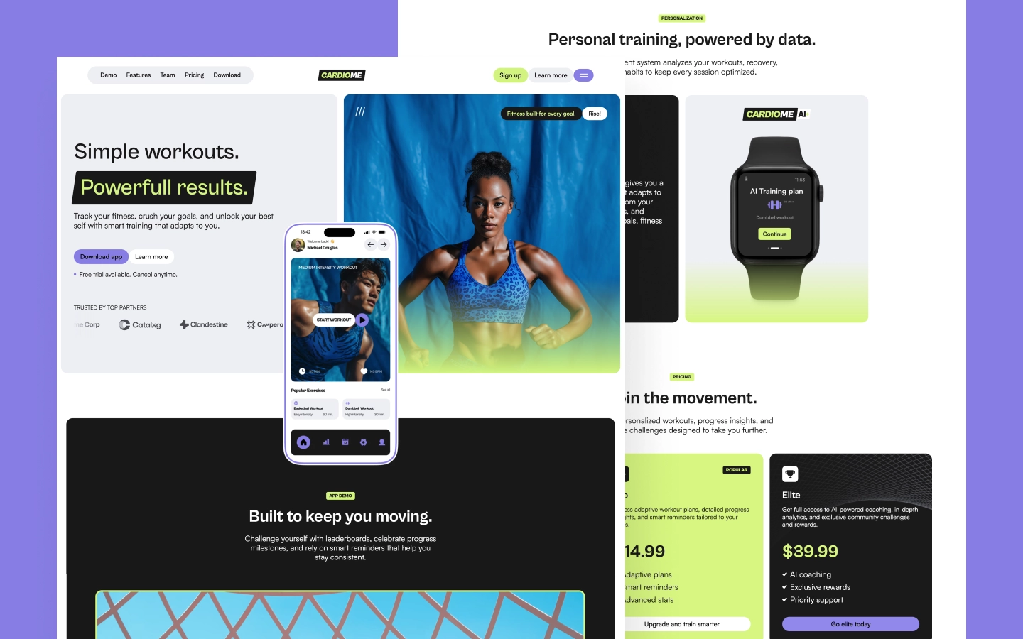 Cardiome - Fitness & Wellness Themed Landing Page Webflow Template