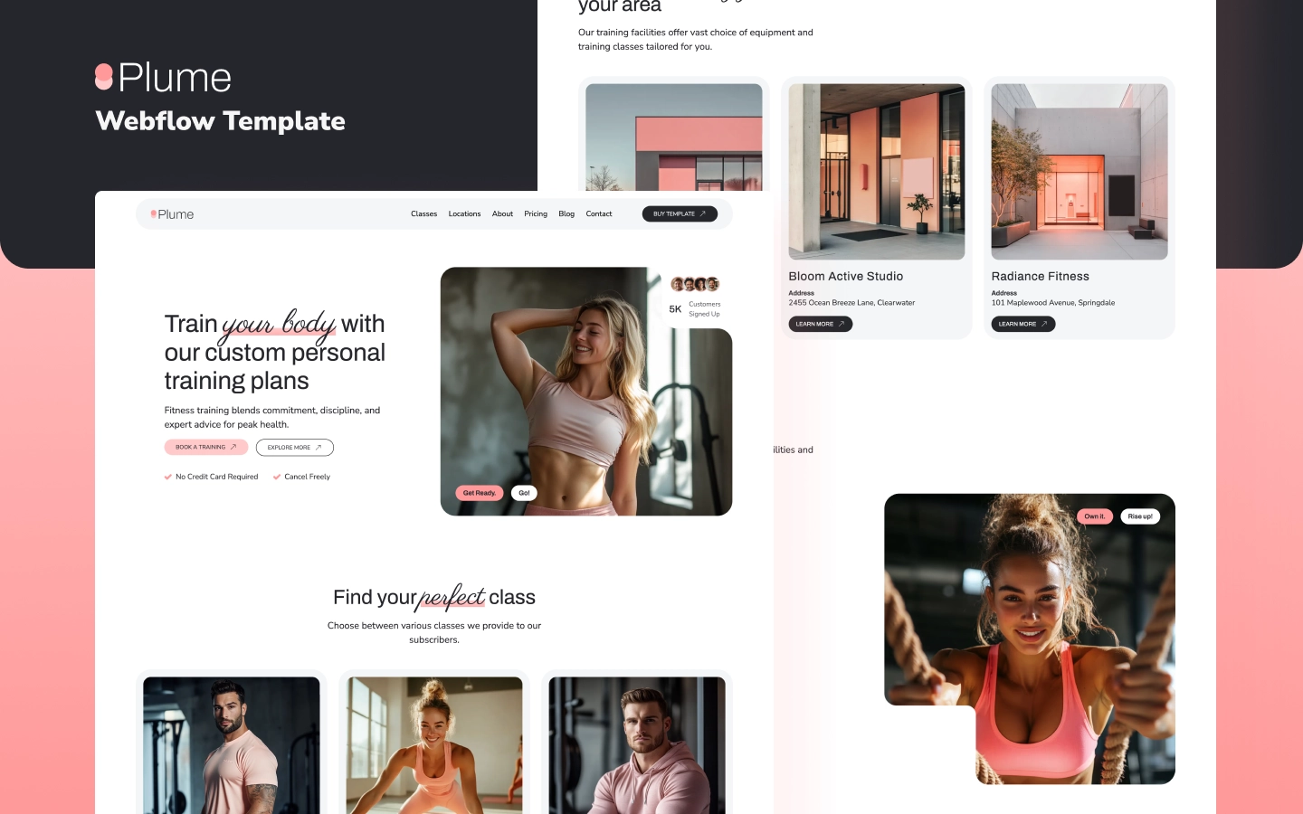 Plume - Fitness & Wellness Themed Webflow Template