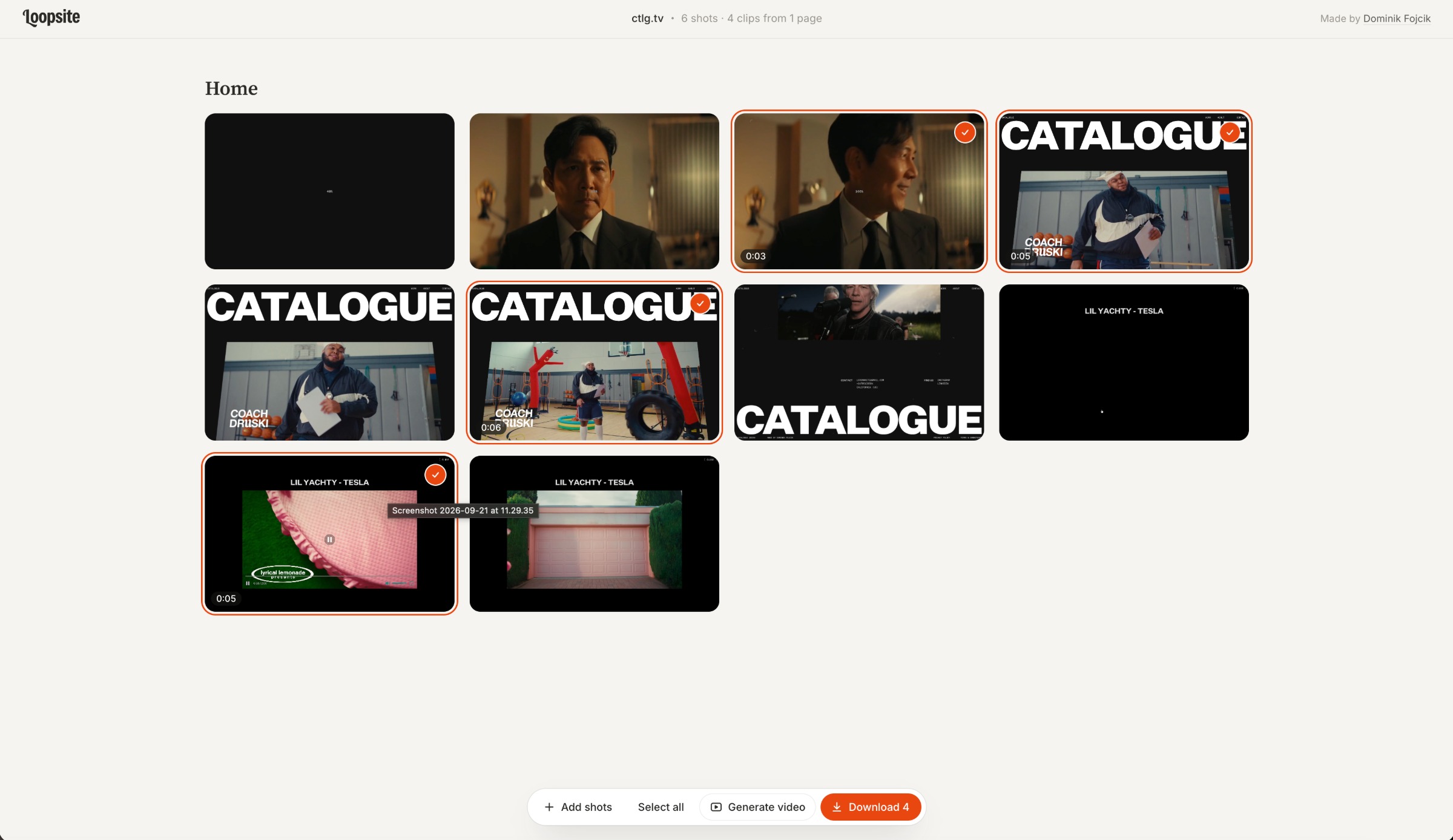 Loopsite —  Website to animated Showreel for Free Image 0