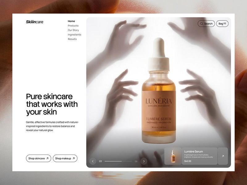 Skincare eCommerce Website UI | Beauty & Cosmetic Landing Page