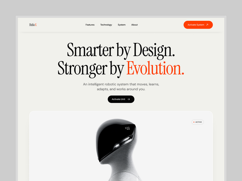 HelioX - AI Robotic Company Website UI/UX Design