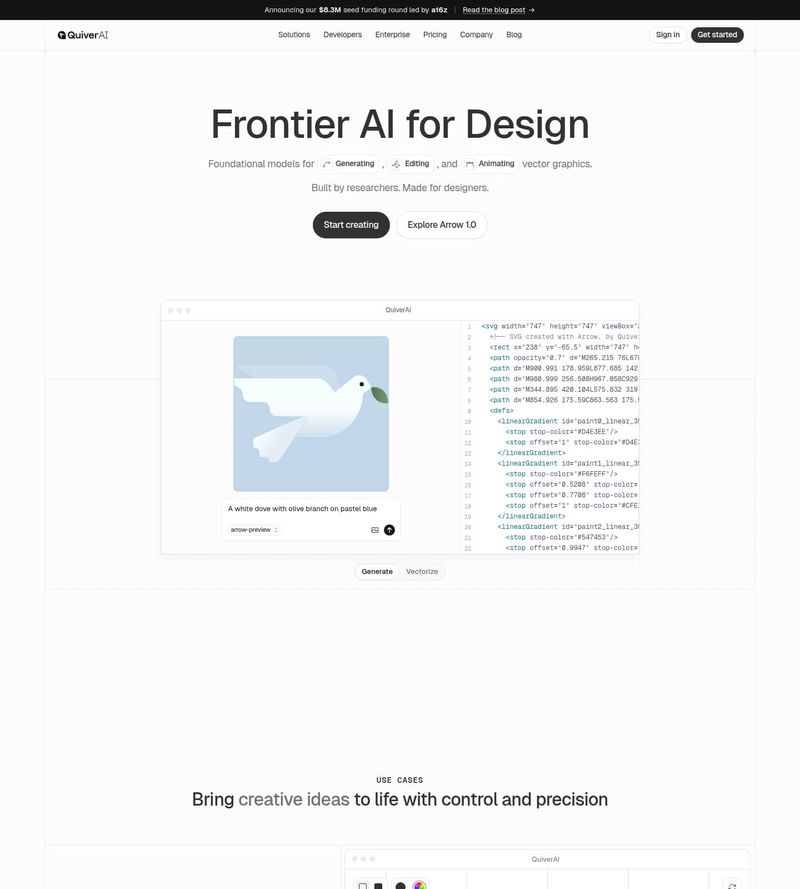 Screenshot taken from quiver.ai