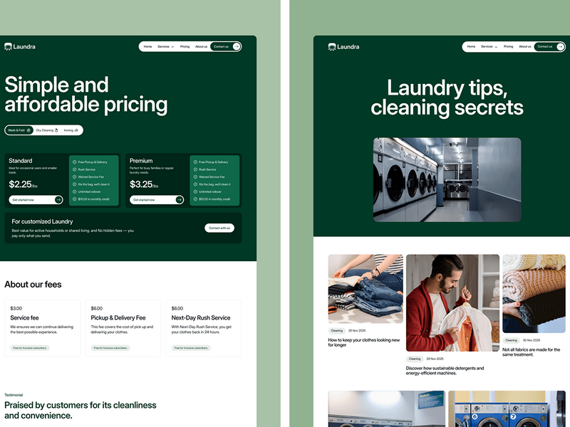 Laundra — Laundry & Dry Cleaning Website Template