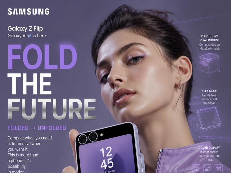 Galaxy Z Flip | Purple Smartphone Poster Design