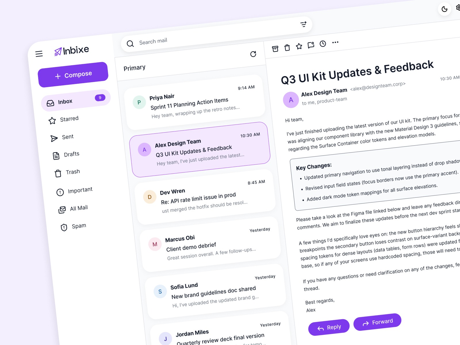 Inbixe — Email Client Dashboard UI Image 1
