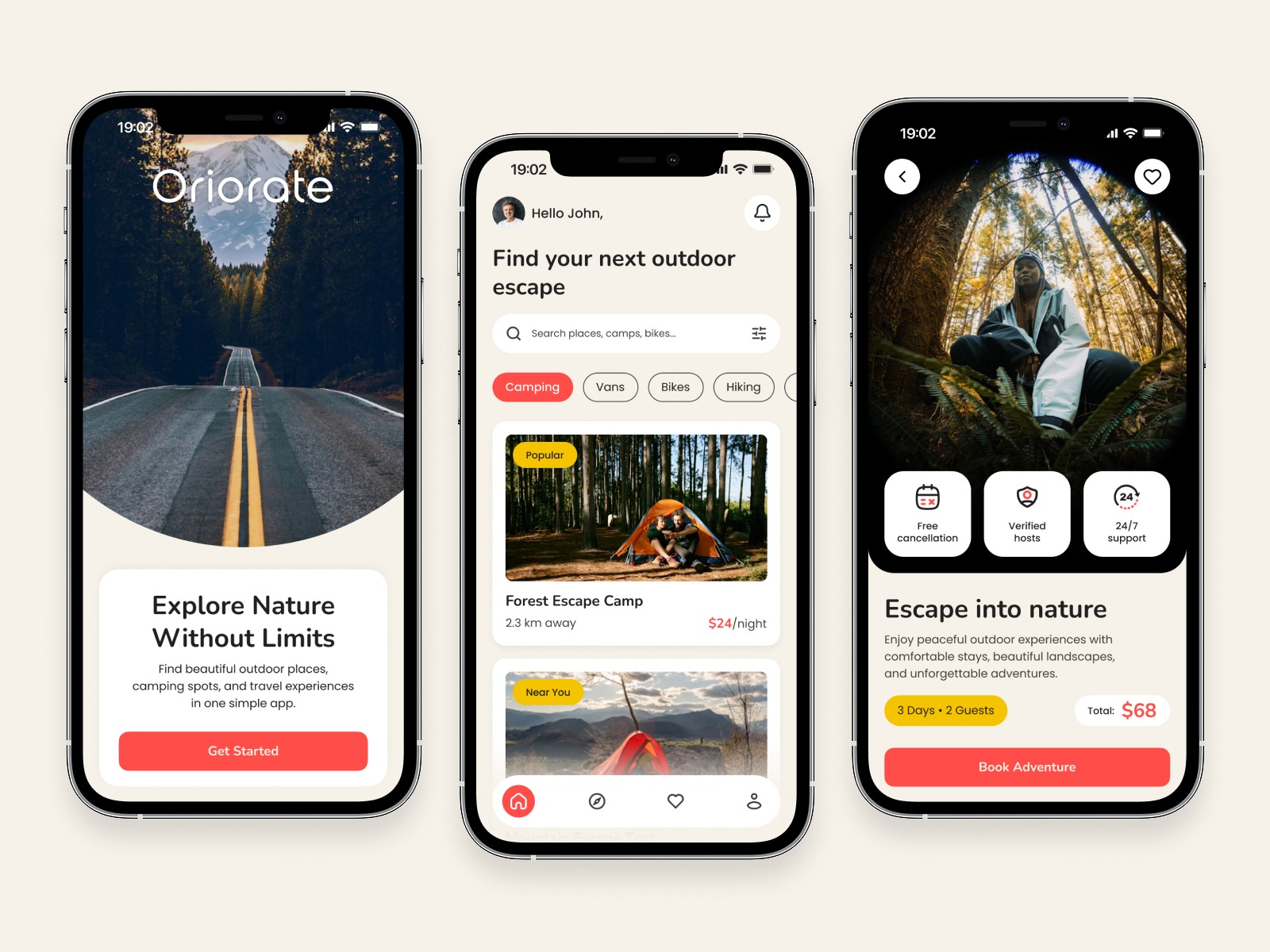 Oriorate - Travel Mobile App UI