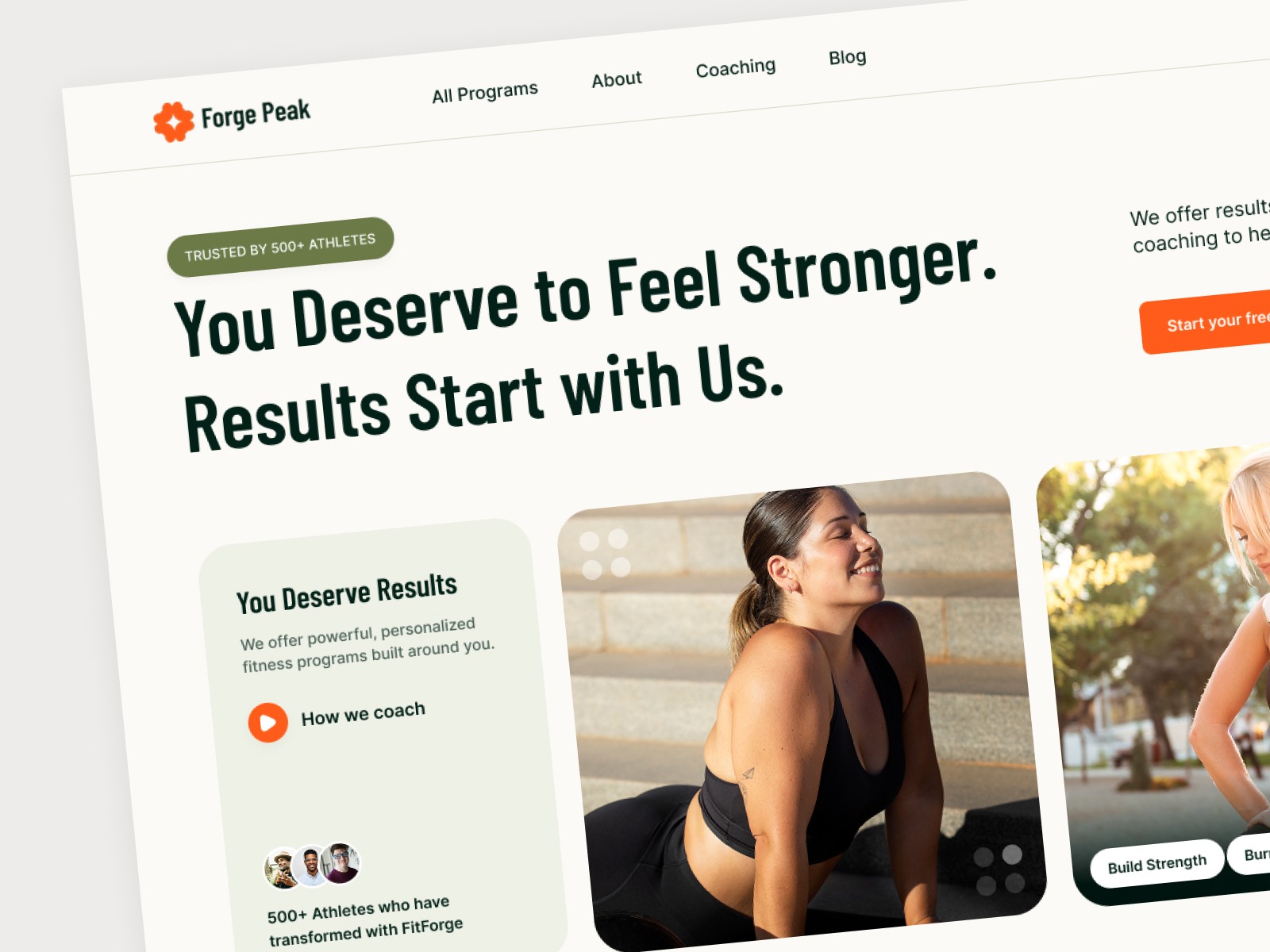 Fitness Landing Page Hero Section UI Image 0