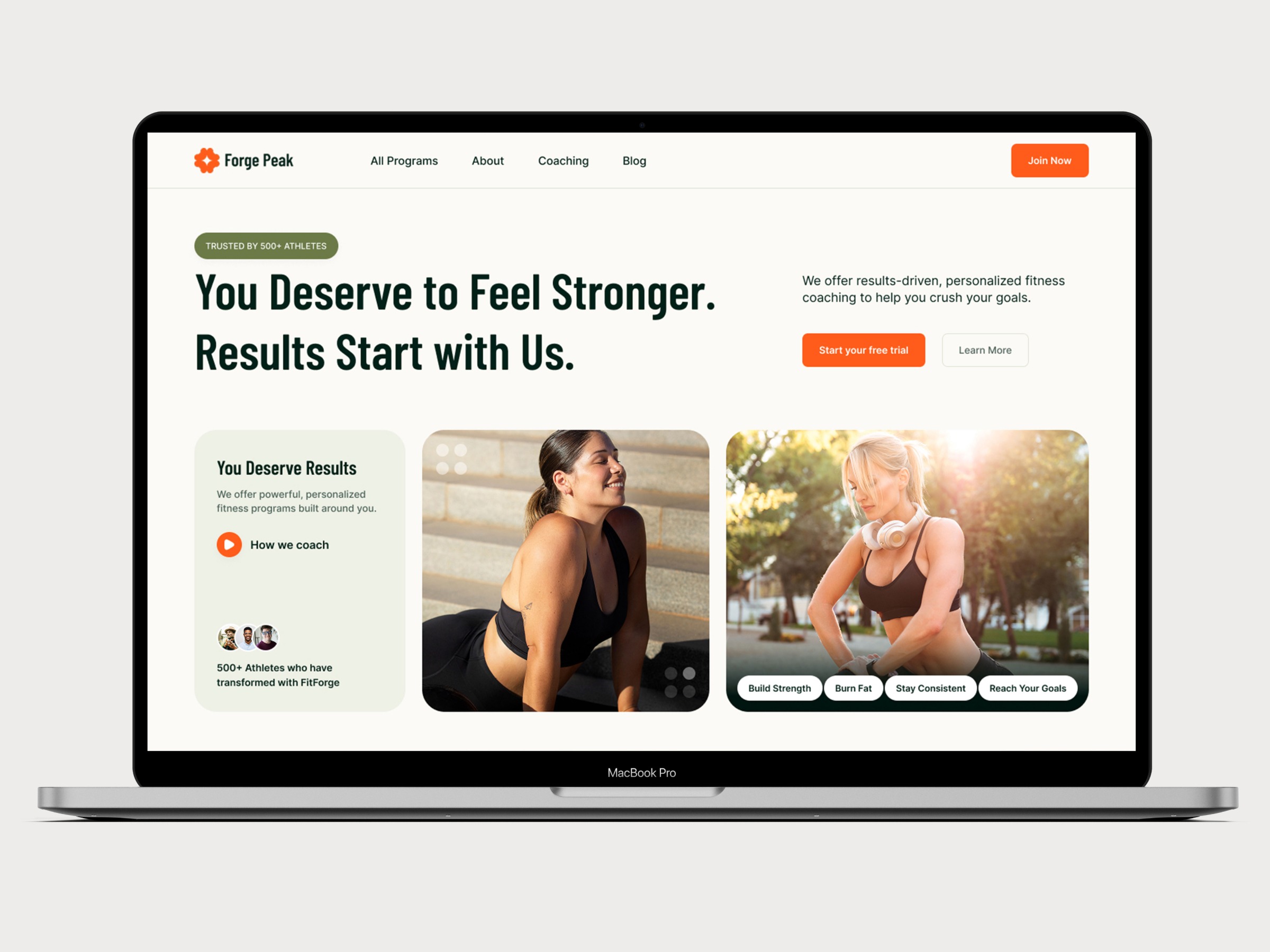 Fitness Landing Page Hero Section UI Image 1