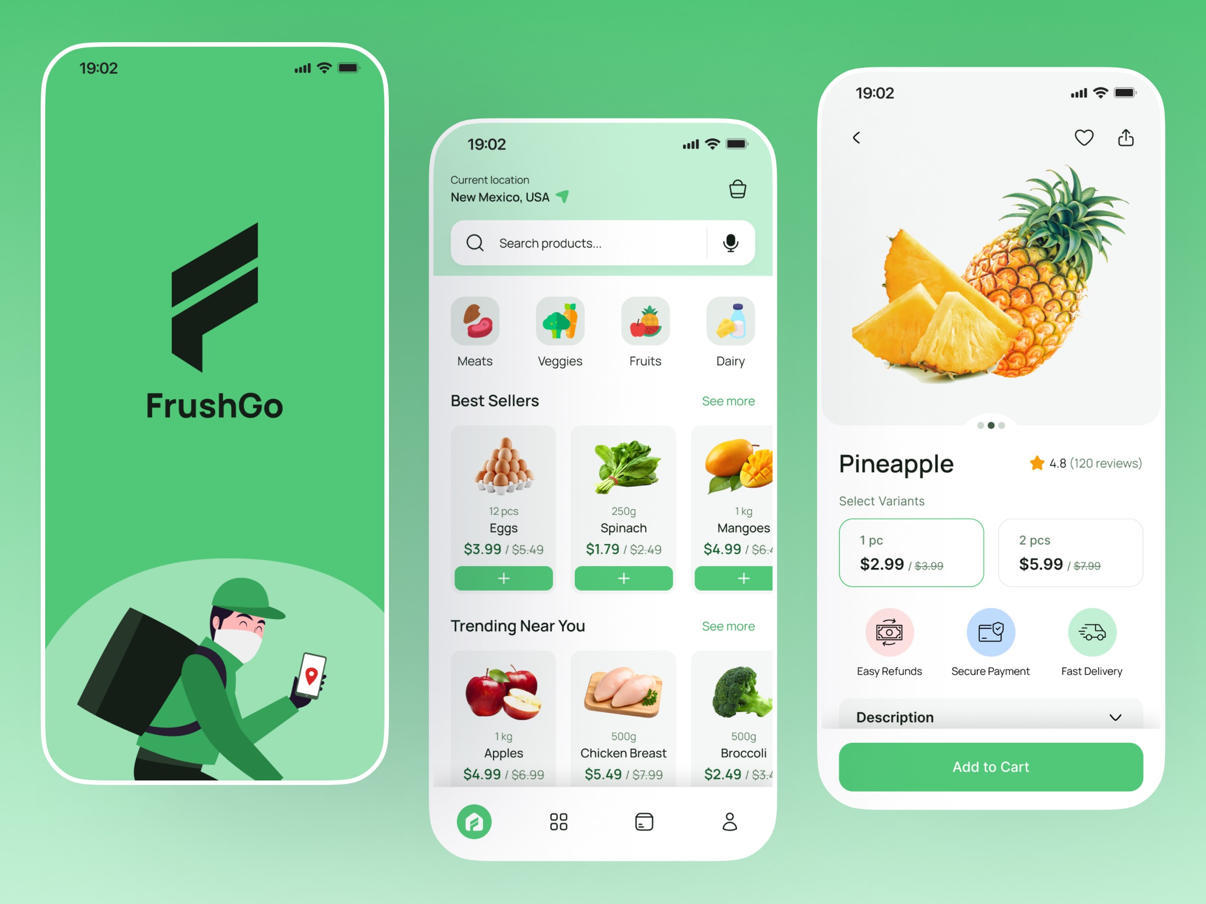 Grocery Delivery Mobile App UI Design — FrushGo