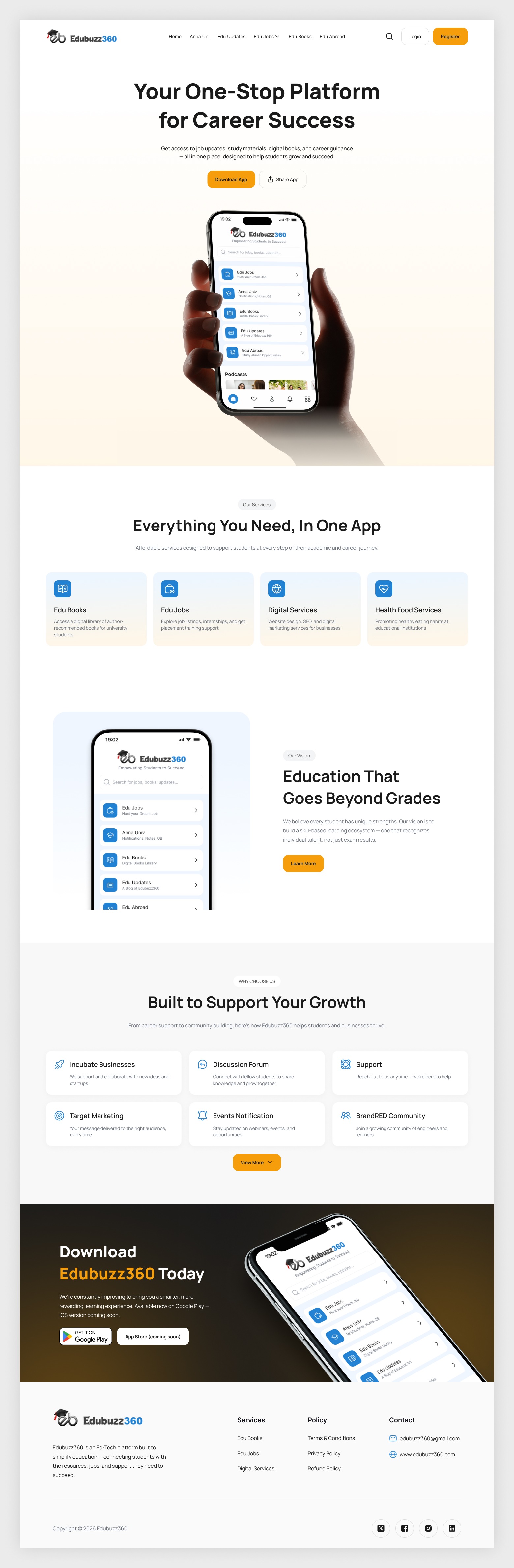 Edubuzz360 – Education Platform Website UI Image 1