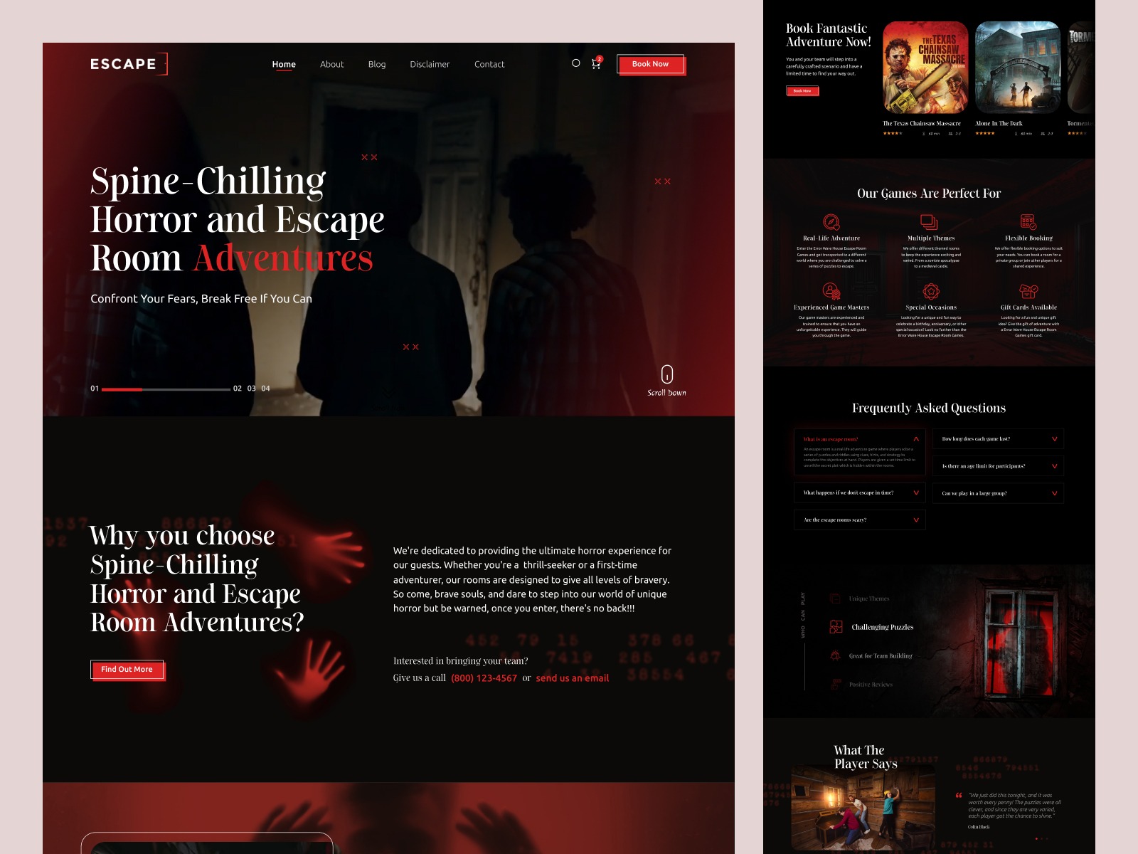 Escape Room Website UI Design