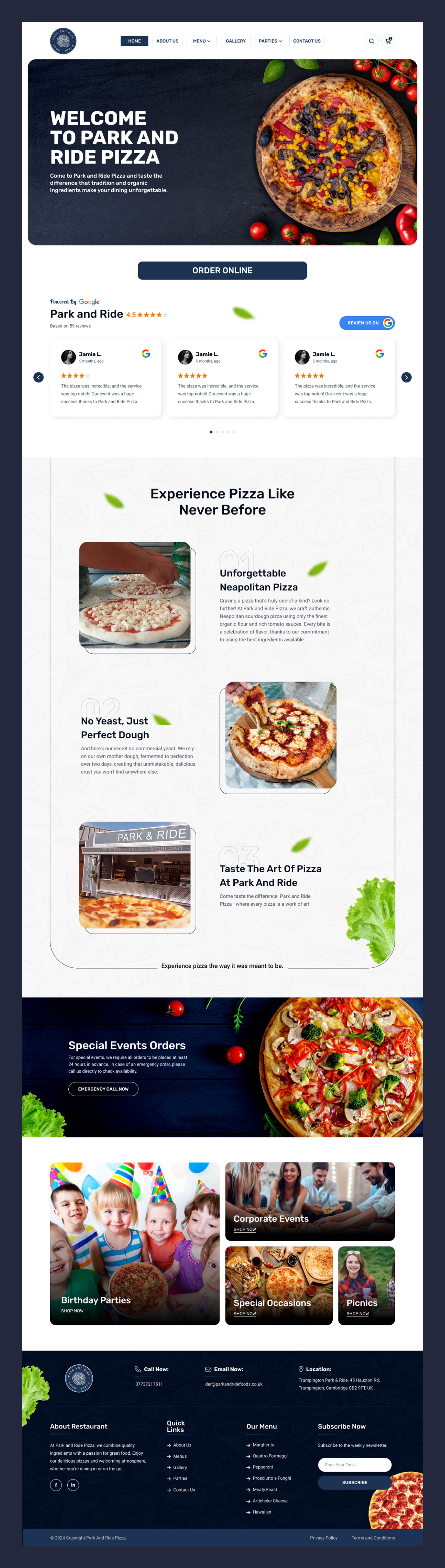 Pizza Restaurant Website UI Design Image 0
