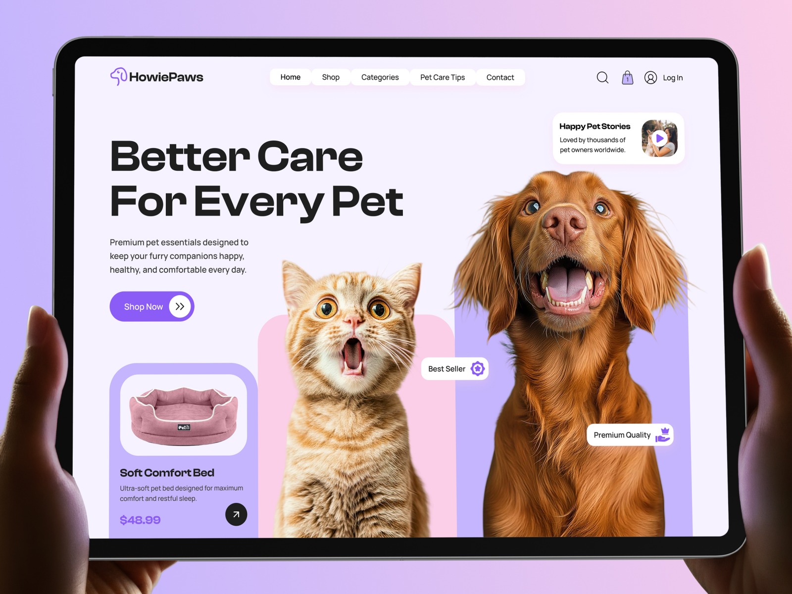 HowiePaws: Pet Care E-Commerce Website UI Design Image 0