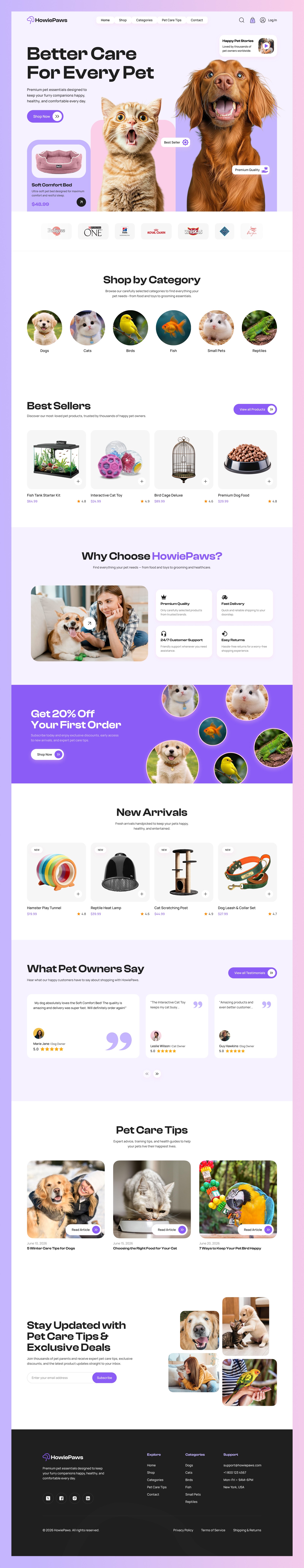 HowiePaws: Pet Care E-Commerce Website UI Design Image 1