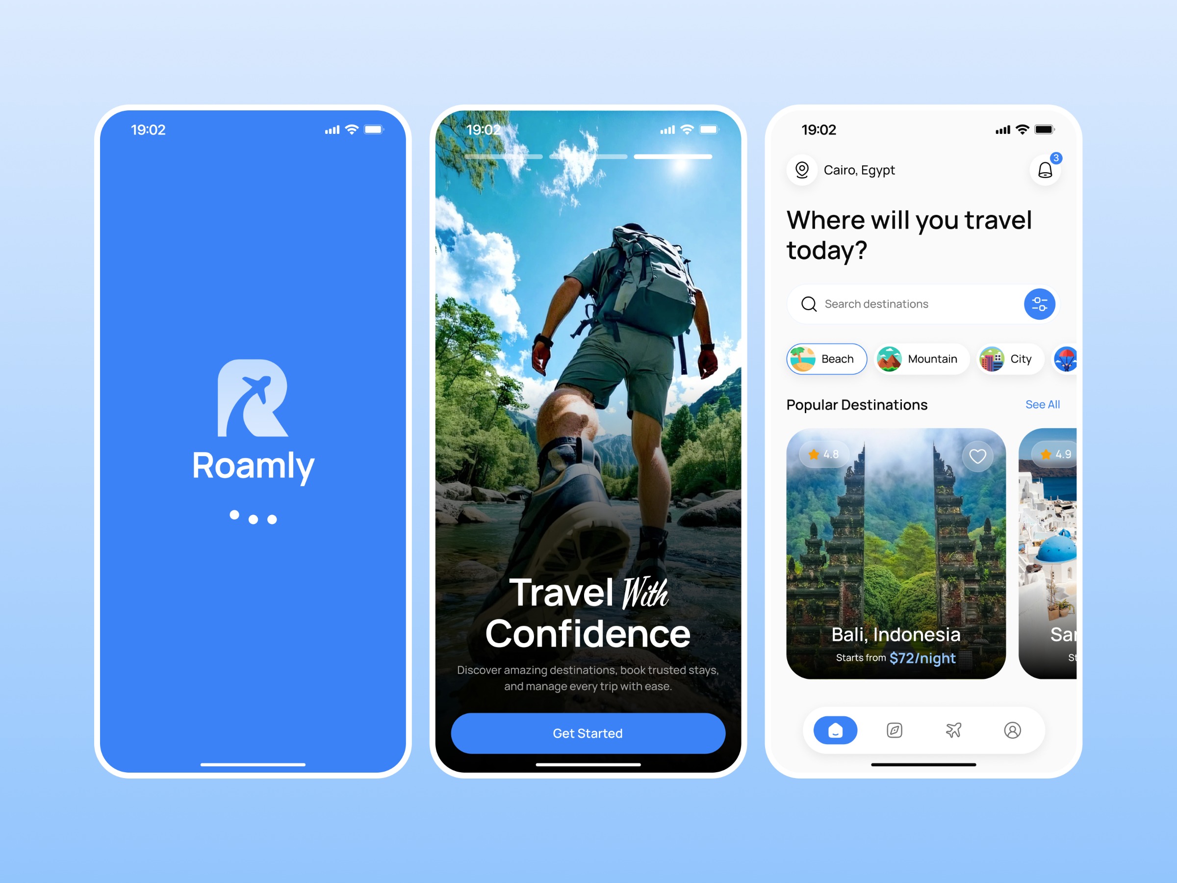 Roamly – Travel Booking Mobile App UI Image 0