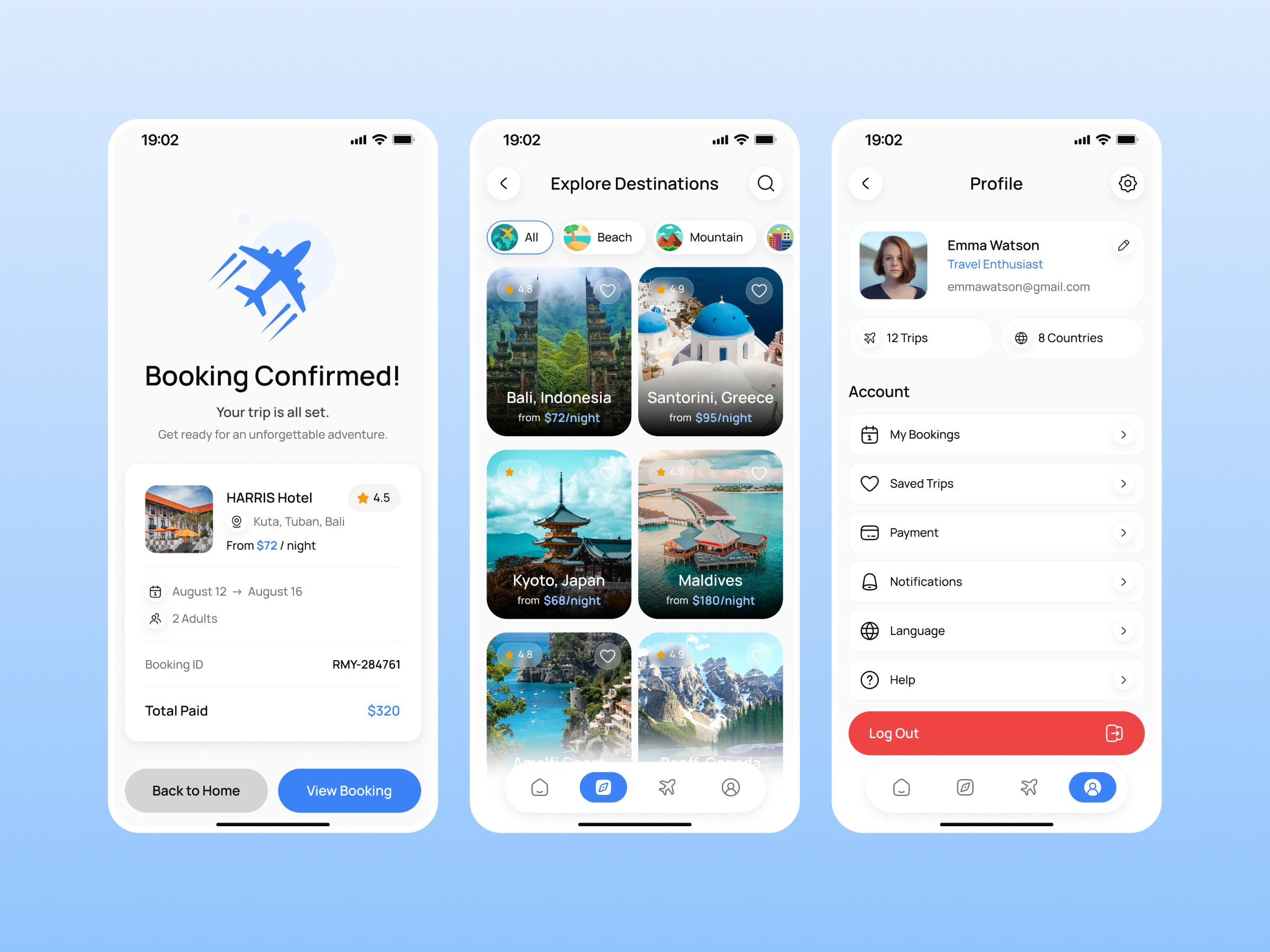 Roamly – Travel Booking Mobile App UI Image 2