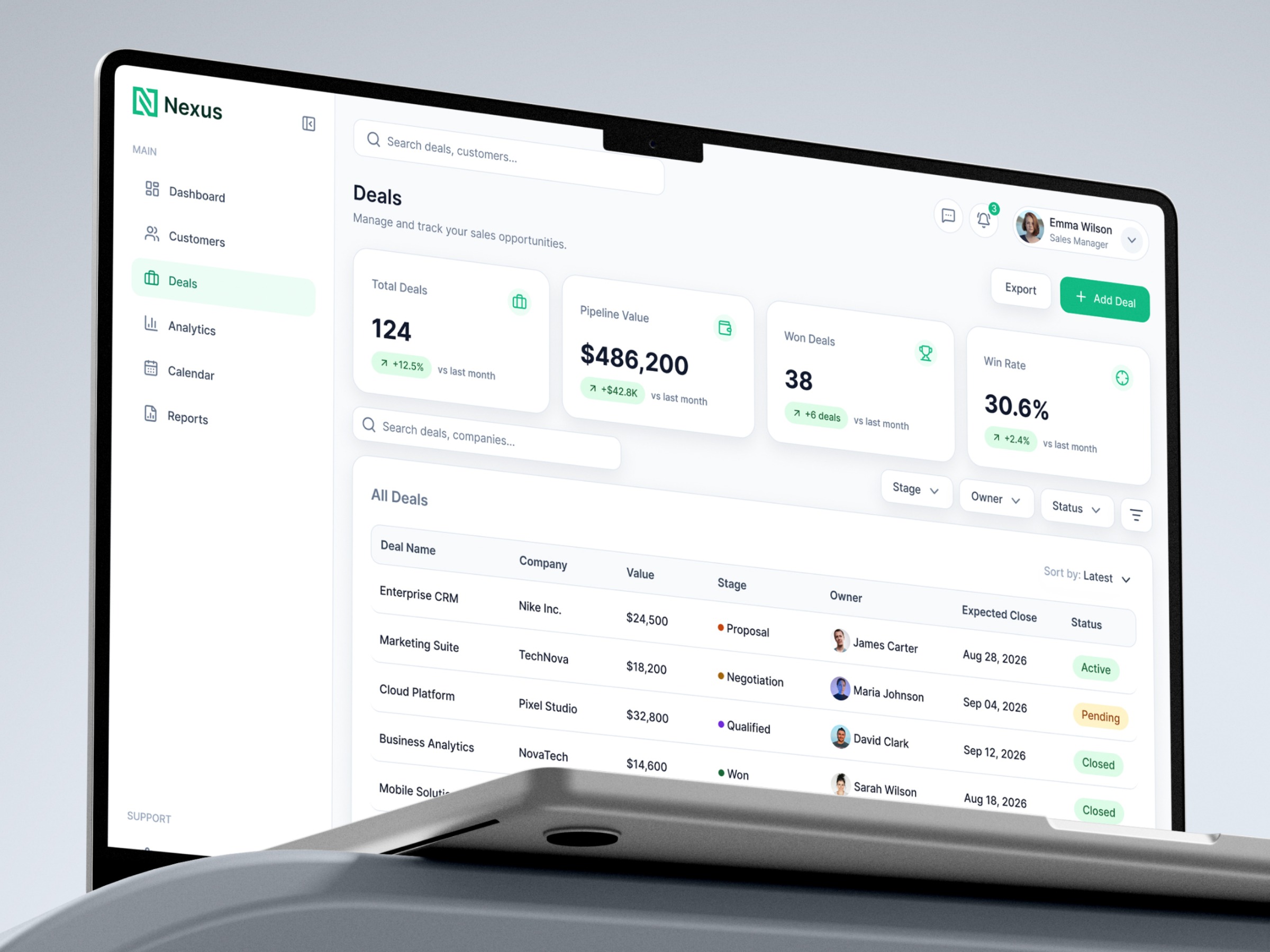 Nexus - Sales CRM Dashboard & Deals Management Image 2