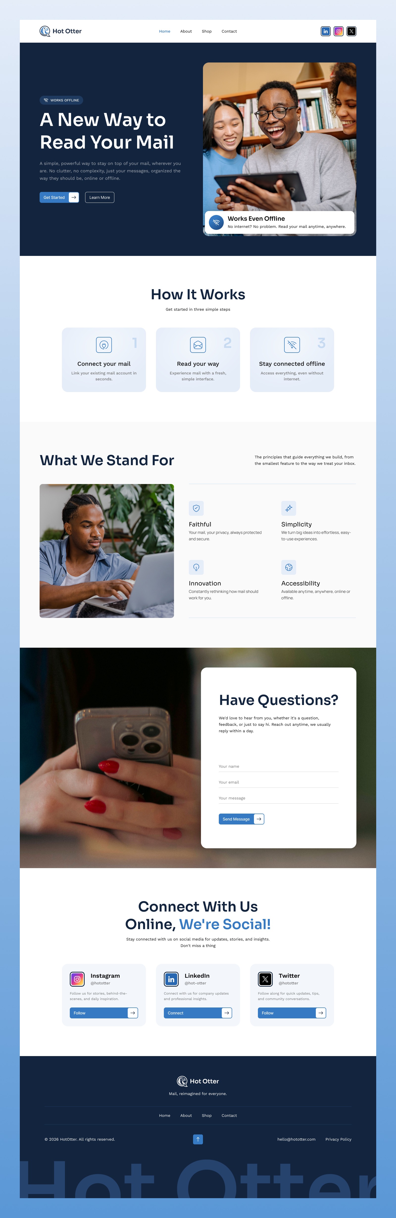 Hot Otter - Landing Page Design for a Mail Reading App Image 0