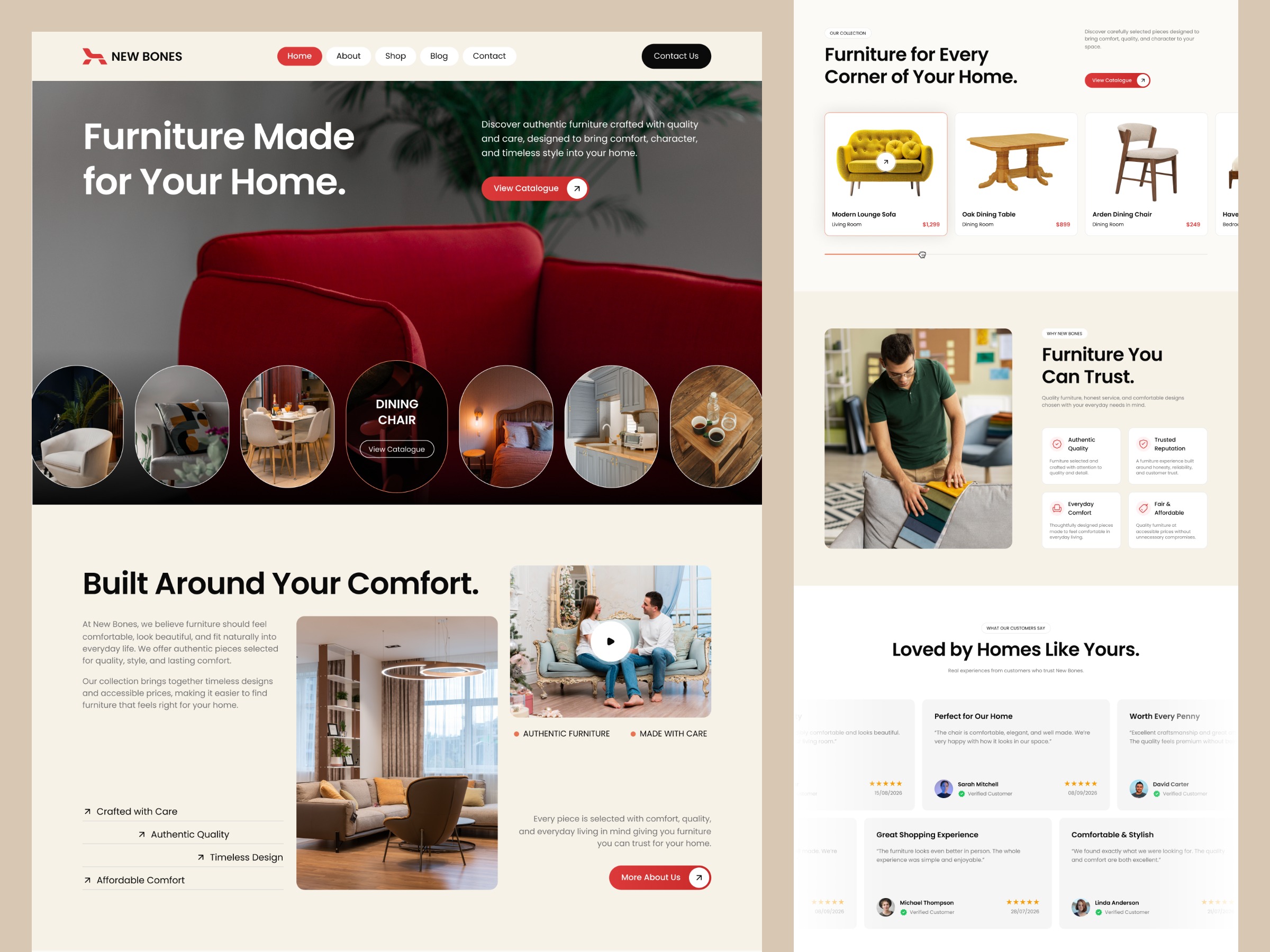 New Bones – Furniture Landing Page UI