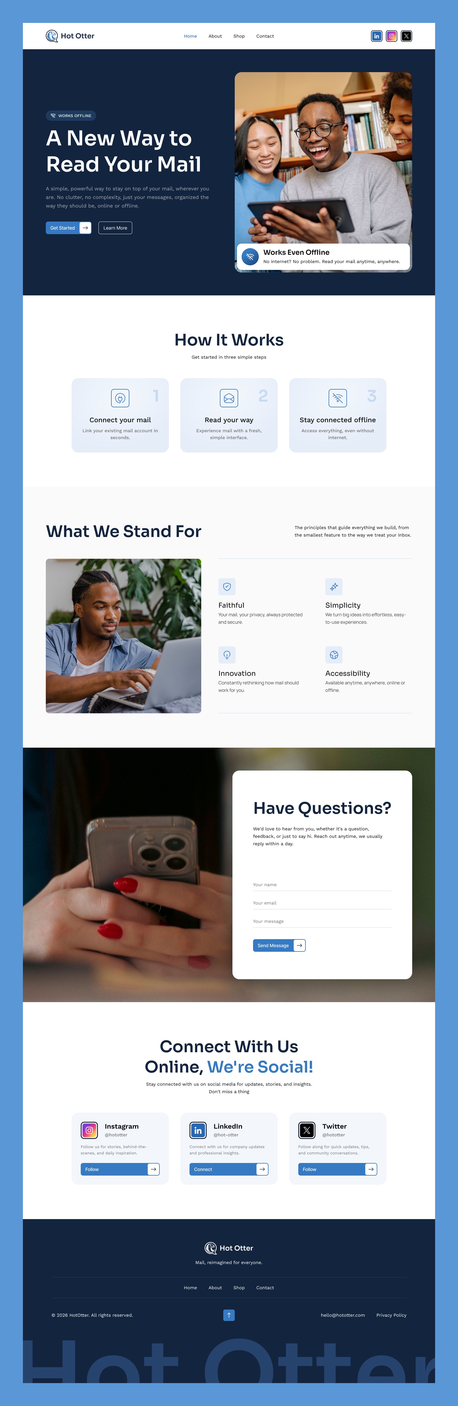 Hot Otter - Landing Page Design for a Mail Reading App Image 0