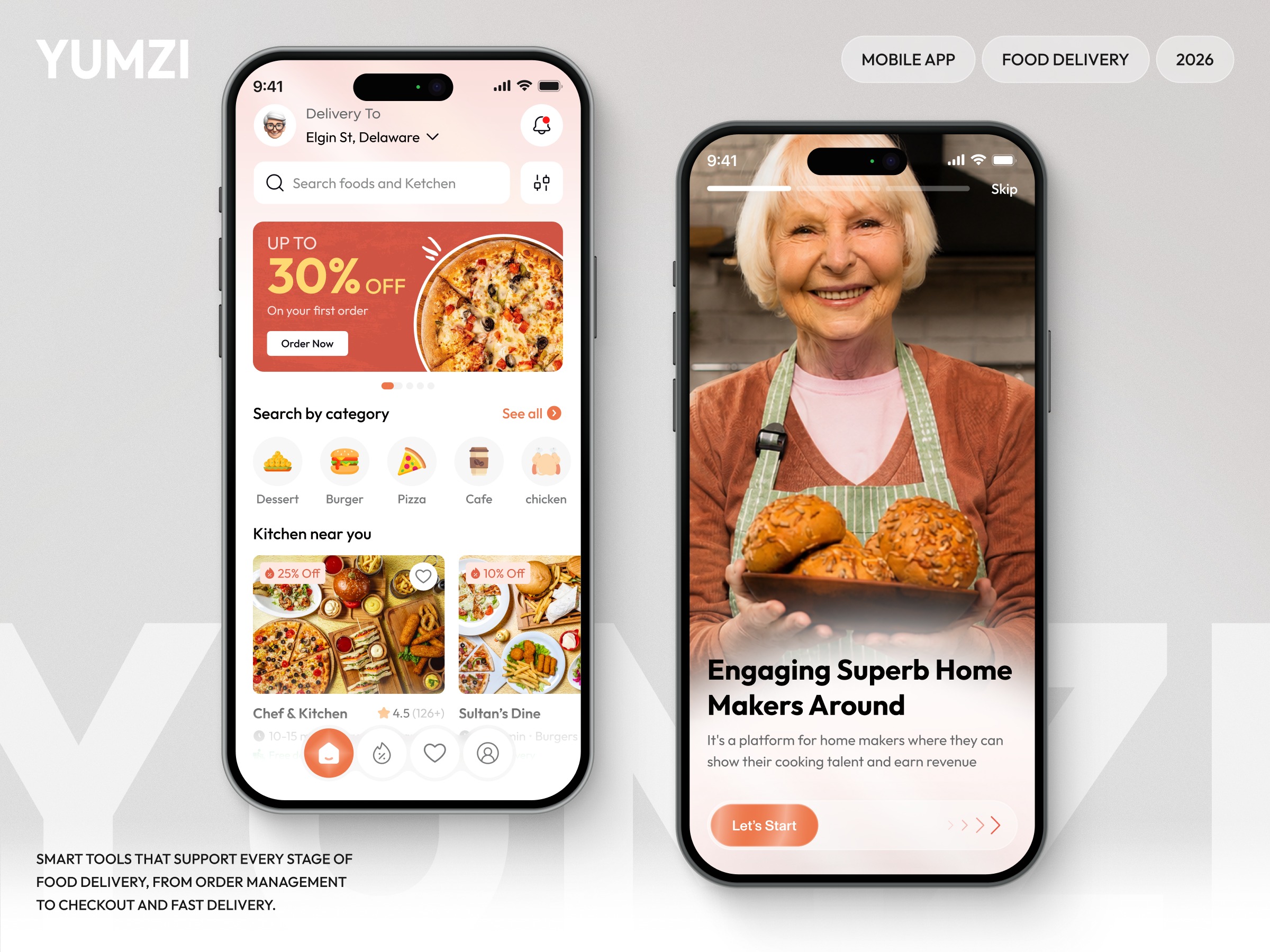 YUMZI - Food Delivery App UI Design