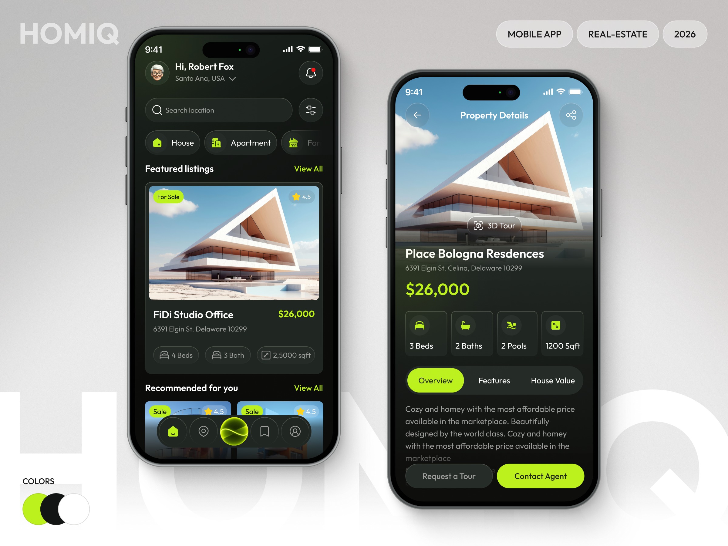 HOMIQ - Real Estate Mobile App UI Design
