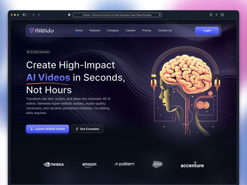 AiWido - Premium AI Video SaaS UI Design 🎬🌌