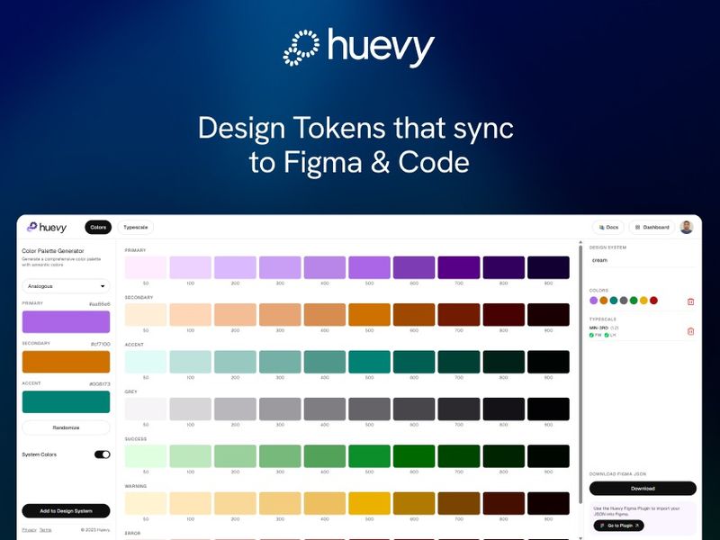 Huevy - Design Tokens that Sync to Figma and Code