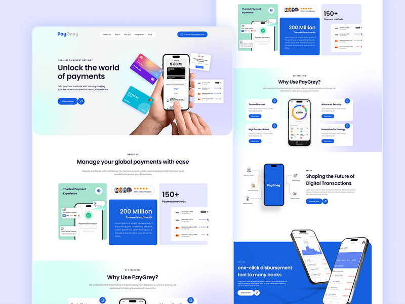 PayGrey E-Wallet & Payment Landing Page UI/UX Design